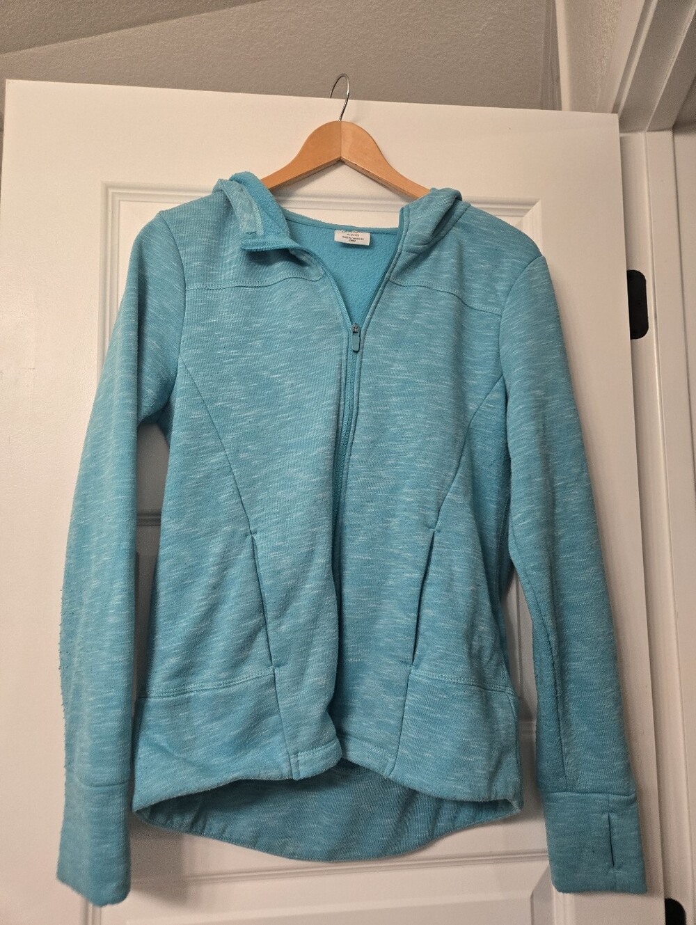 Danskin Now Women’s Medium 8-10 Blue Full Zip Athletic Hoodie Thumbholes